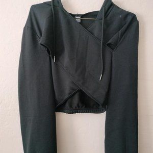 Khein Black crop top hoodie